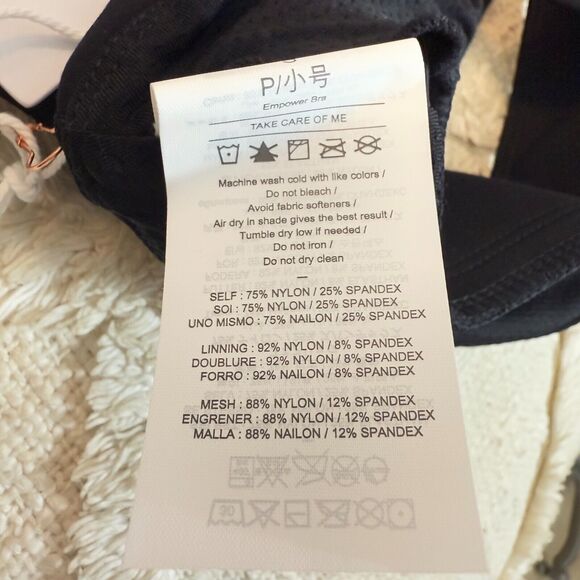 TAVI Empower Bra S Black Ebony Light Support Padded U-Back Sweat Wicking NWT B24 - Picture 6 of 6